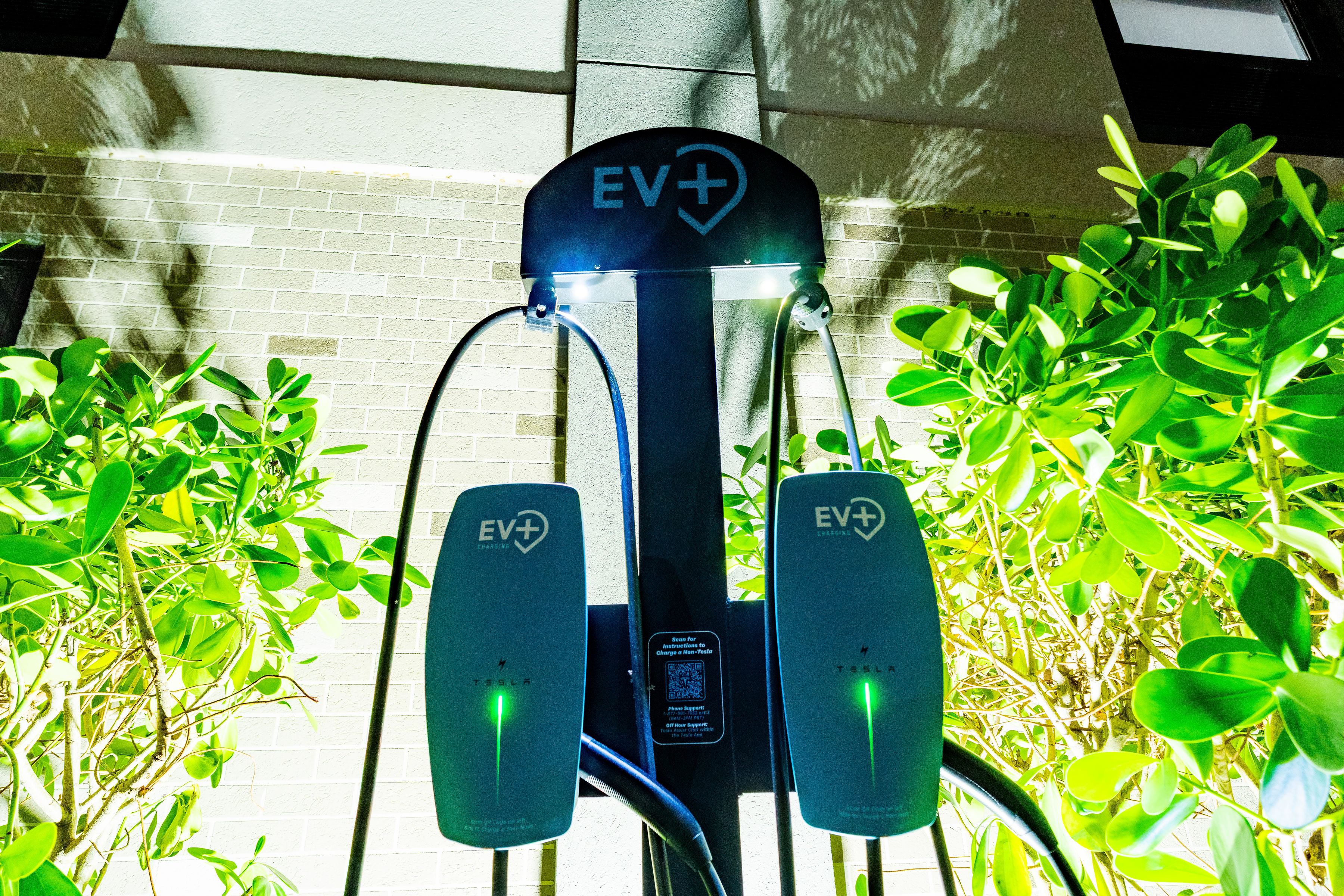 Commercial EV charging stations installed at a hotel property parking facility